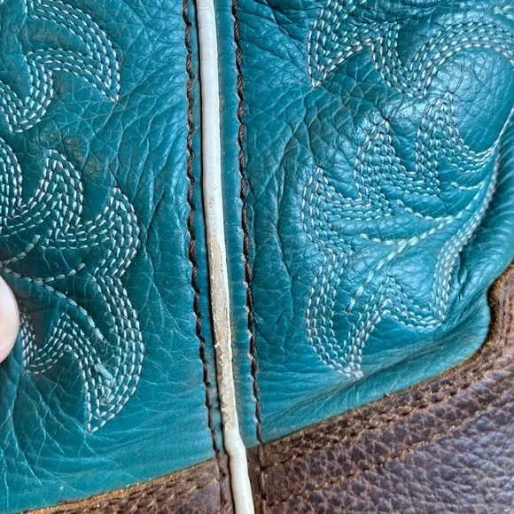 Ariat Crossfire Unisex  4 Teal Blue / brown cowboy boots - Picture 9 of 10